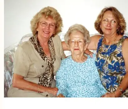 Evelyn McGee Way with her mother Dorothy Powell McGee and daughter Jo Ann McGee, three generations of the family.